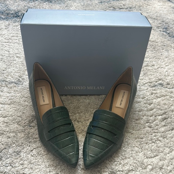 Antonio Melani Green Croc-Embossed Women's Low Heels - Picture 1 of 3